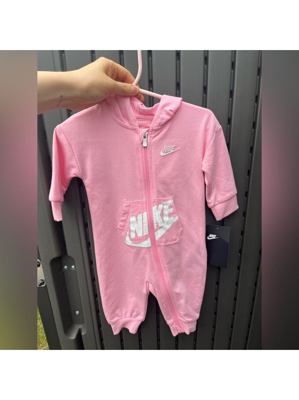 Nike Soft Pink Infant hooded Romper